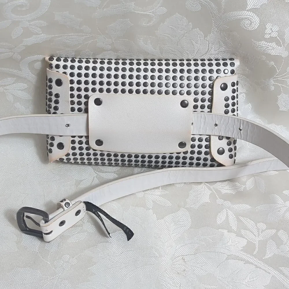 Torrid Faux White Leather Rivet Belt Bag